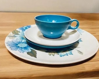 Proton Melmac Beverly 11-Piece Replacement Dinnerware Set MELAMINE BLUE SUNFLOWER  7500