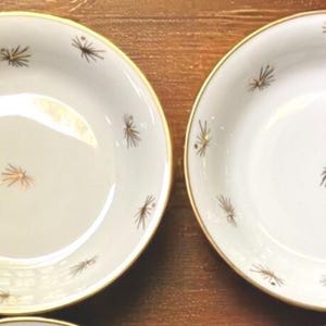 Juego de 2 tazones para sopa Atomic Starburst Gold, Alemania, 1935, de Oscar Schaller and Co (S & C) de Baviera, fabricado entre 1918 y 1935.