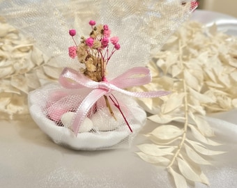 Almond in a shell guest gift personalized - wedding, registry office, dried flower, gypsophila, baptism, Mevlüt, birth