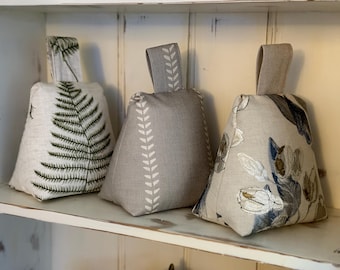Contemporary DOOR STOPS Natural Fabrics Soft Beige Silver Taupe 6 Choices