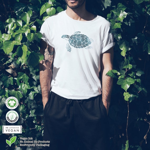 Turtle Ocean Spray Vegan Organic Cotton Men's White Etsy UK