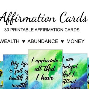 Abundance Affirmation Cards, Printable Cards, Motivational Cards, Positivity Cards, Manifestation Cards, Affirmation Deck, Daily Affirmation