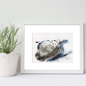 Small 5x7 Inch Original Abstract Painting &quot;Blue Harmony 002&quot; Art by Amber Killinger. Zen Series. Modern Contemporary Art