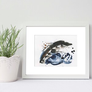 Small 5x7 Inch Original Abstract Painting &quot;Blue Harmony 001&quot; Art by Amber Killinger. Zen Series. Modern Contemporary Art