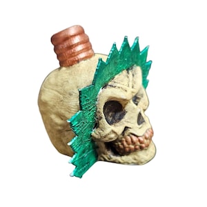 Aztec whistle death skull 3d printed and painted, powerful whistle that makes a scary war sound if blown hard