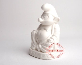 Smurf Buddha 3d printed, office decor, home decor, funny statue, cosplay, desk decor, gift, statue, ready to be paint