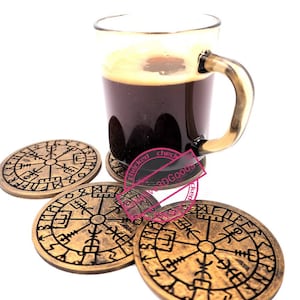 Vegvisir compass coaster from viking mythology 4 PCS / set