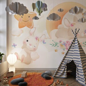 Cute Animals, Kids Wallpaper, Animals Wallpaper, Removable Peel and Stick Wallpapers, Nursary Wallpaper, Modern Wall Murals, Self adhesive