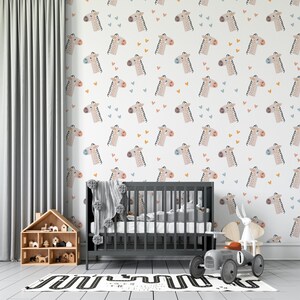 Giraffe Animal Kids Wallpaper,  Colorful Wallpaper, Peel and Stick Wallpapers, Nursary Wallpaper, Modern Wall Murals, Self adhesive