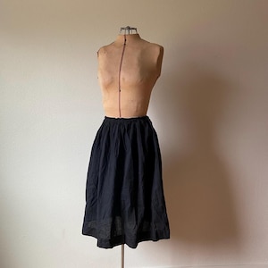 Antique Edwardian Black Cotton Midi Skirt