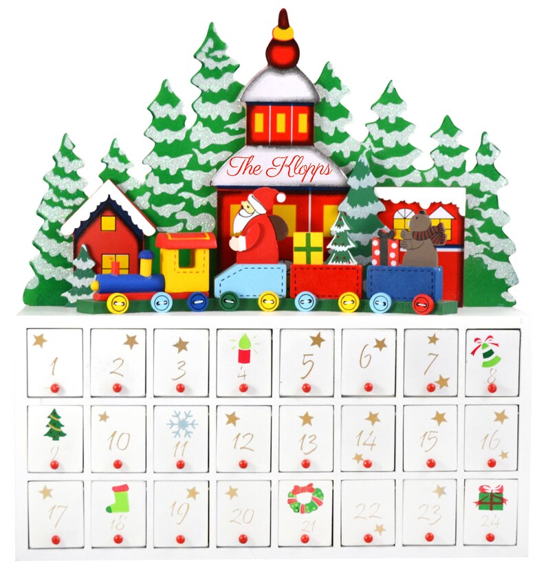 Countdown to Christmas Decor Advent Calendar With 24 Doors, Santa Claus