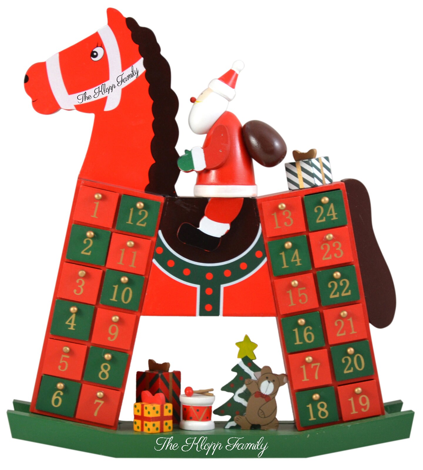 Wooden Countdown to Christmas Advent Calendar With Santa Claus Riding on  Traditional Red Rocking Horse With 24 Doors - Etsy
