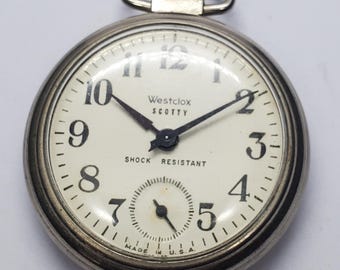 Westclox Scotty Manual Pocket Watch Seconds Subdial, 1940s, Working