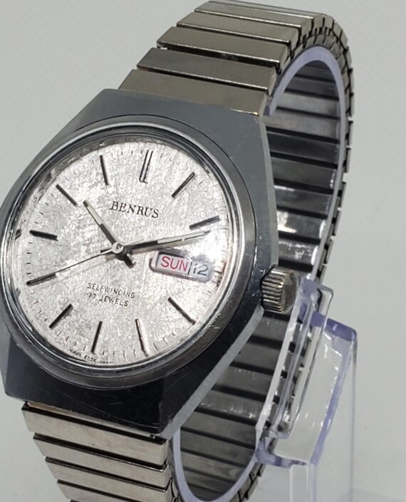 ヴィンテージ ベンラス 自動巻き腕時計、フロストシルバー、38mm、1975 