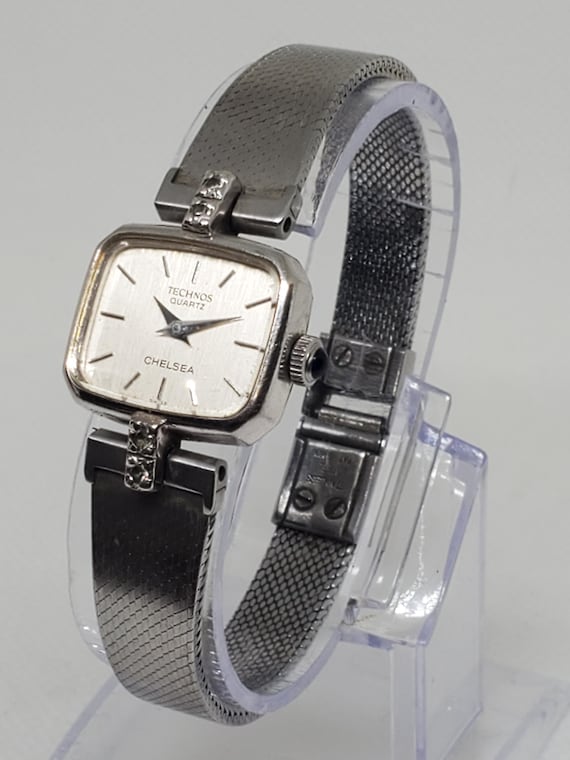 稼働品 TECHNOSラグジュアリーウォッチ ダイヤデザイン ヴィンテージ 時計 Vintage Vintage Technos Chelsea Quartz Womens Watch W/ Diamonds
