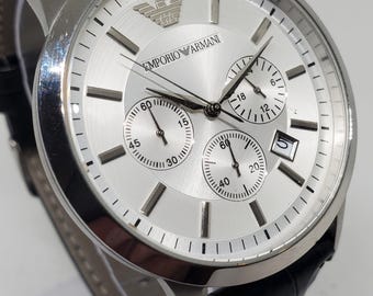 Emporio Armani AR-2458 Silver Chronograph Watch – Quartz Precision & Elegant Design, 2015, Running
