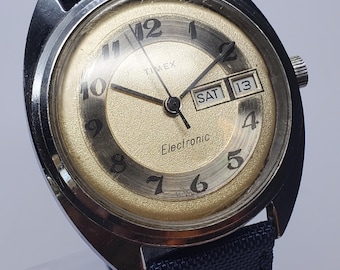 Timex Electronic Day Date Silver Dial, 1973, Working