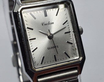 Croton Tank Silver Dial Classic Dress Watch, 20x22mm, 1995, Working