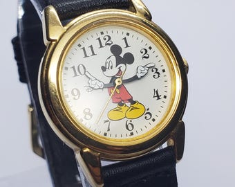 希少なディズニーミッキーマウス腕時計/Accutime/大きなブルーフェイス