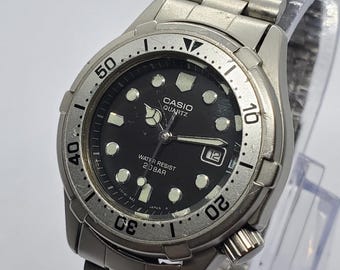 Vintage Casio LD701 Quartz Diver Style Watch Black Dial 32 mm, 1988, Working