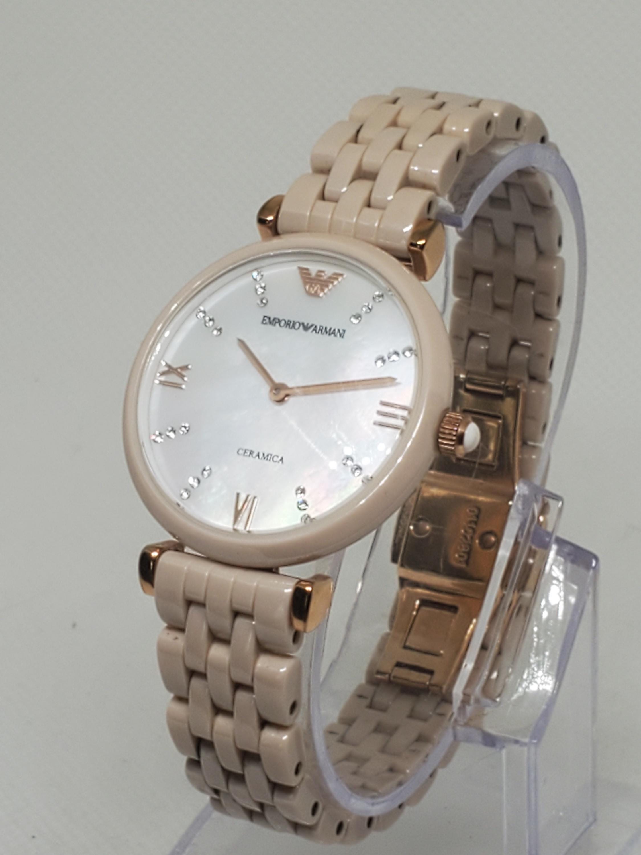 Emporio Armani Mother of Pearl Ceramics Watch With 