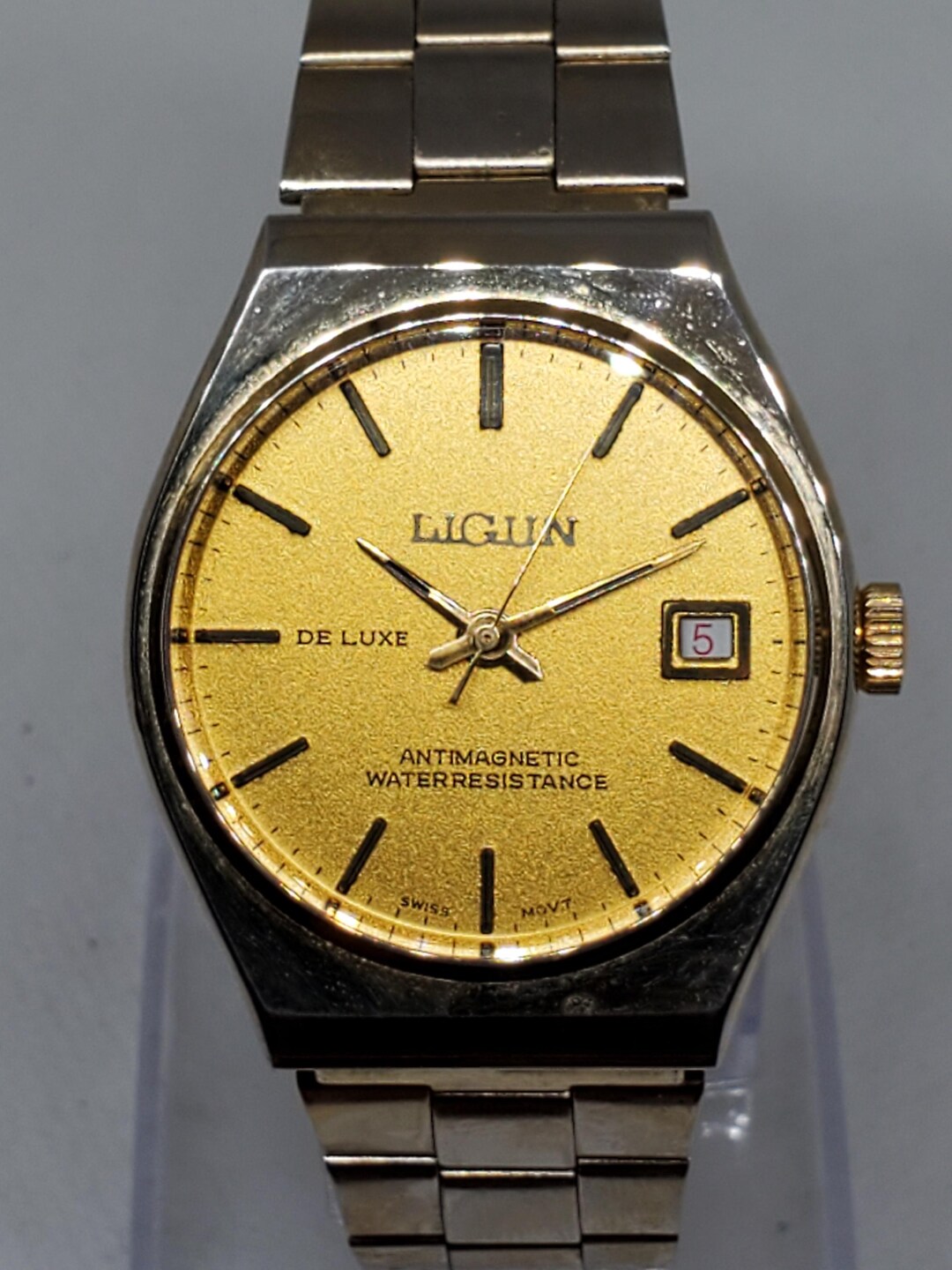 Ligun De Luxe ゴールドメッキ メンズ腕時計、1960年代、動作品 - Etsy