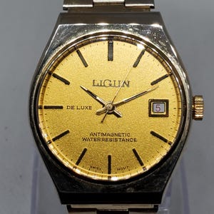 Reloj para hombre Ligun De Luxe chapado en oro, años 60 - Colección Vintage -