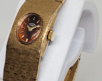 Rotary Gold Plated 14K Manual Watch with Box, 1970s     - Vintage Collection -