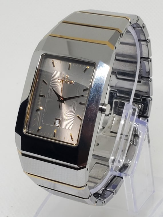 Croton 307985 Swiss Quartz Tungsten Carbide Watch Gray Dial