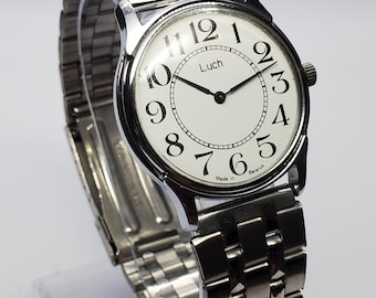 Luch USSR Manual Watch White Dial Soviet USSR, 1980s, Working