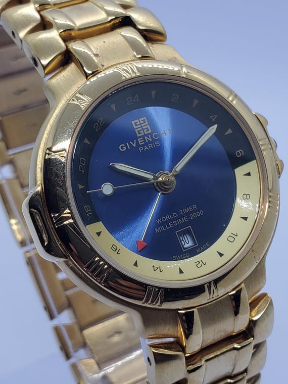 Givenchy Millesime 2000 World Timer Blue Dial Gol… - image 1