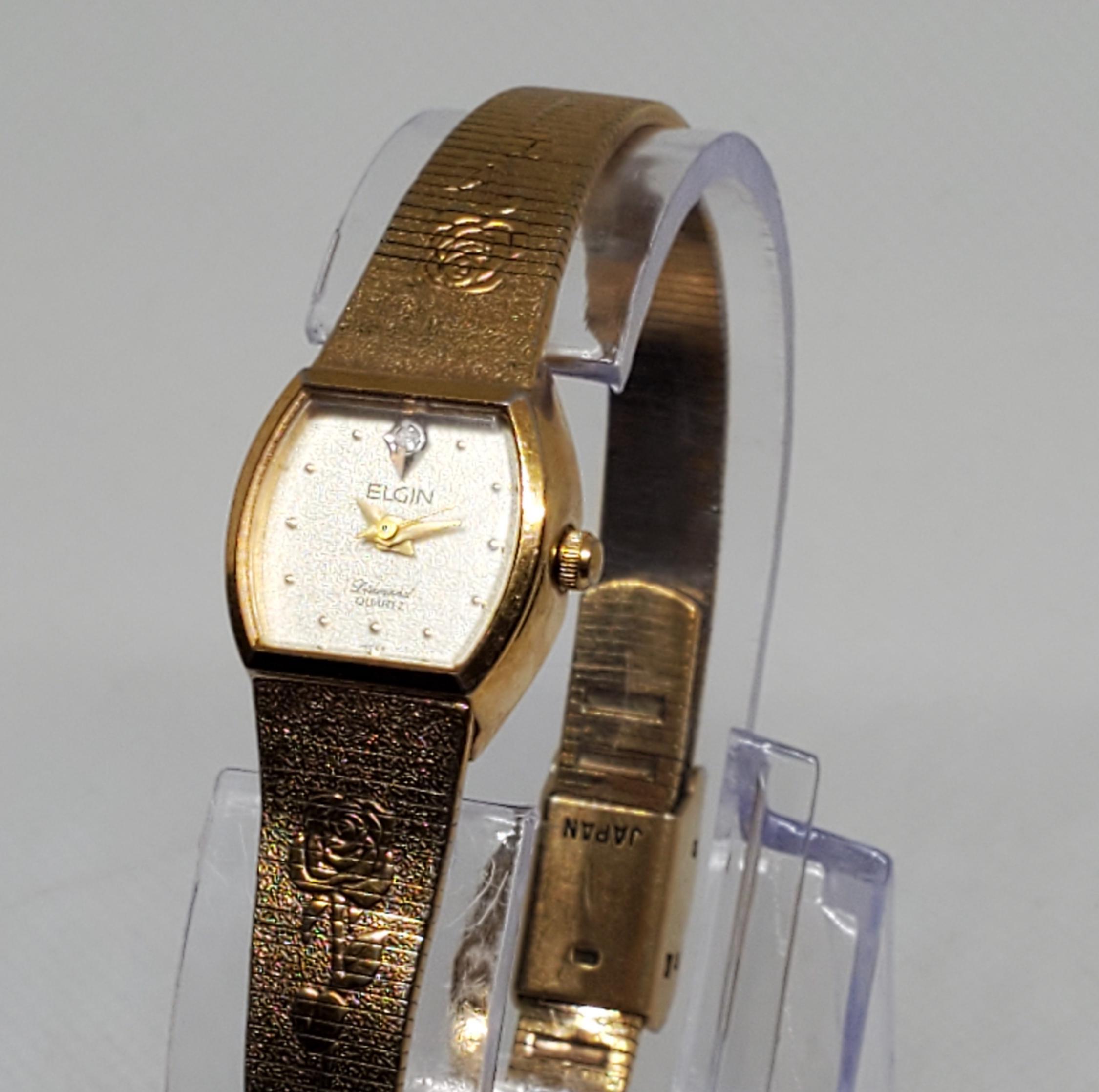 Elgin Womens Rose Gold Diamonds Watch Ladies Elgin Rose Gold Tone Clear Gemstone Watch EG701 | eBay main image 3