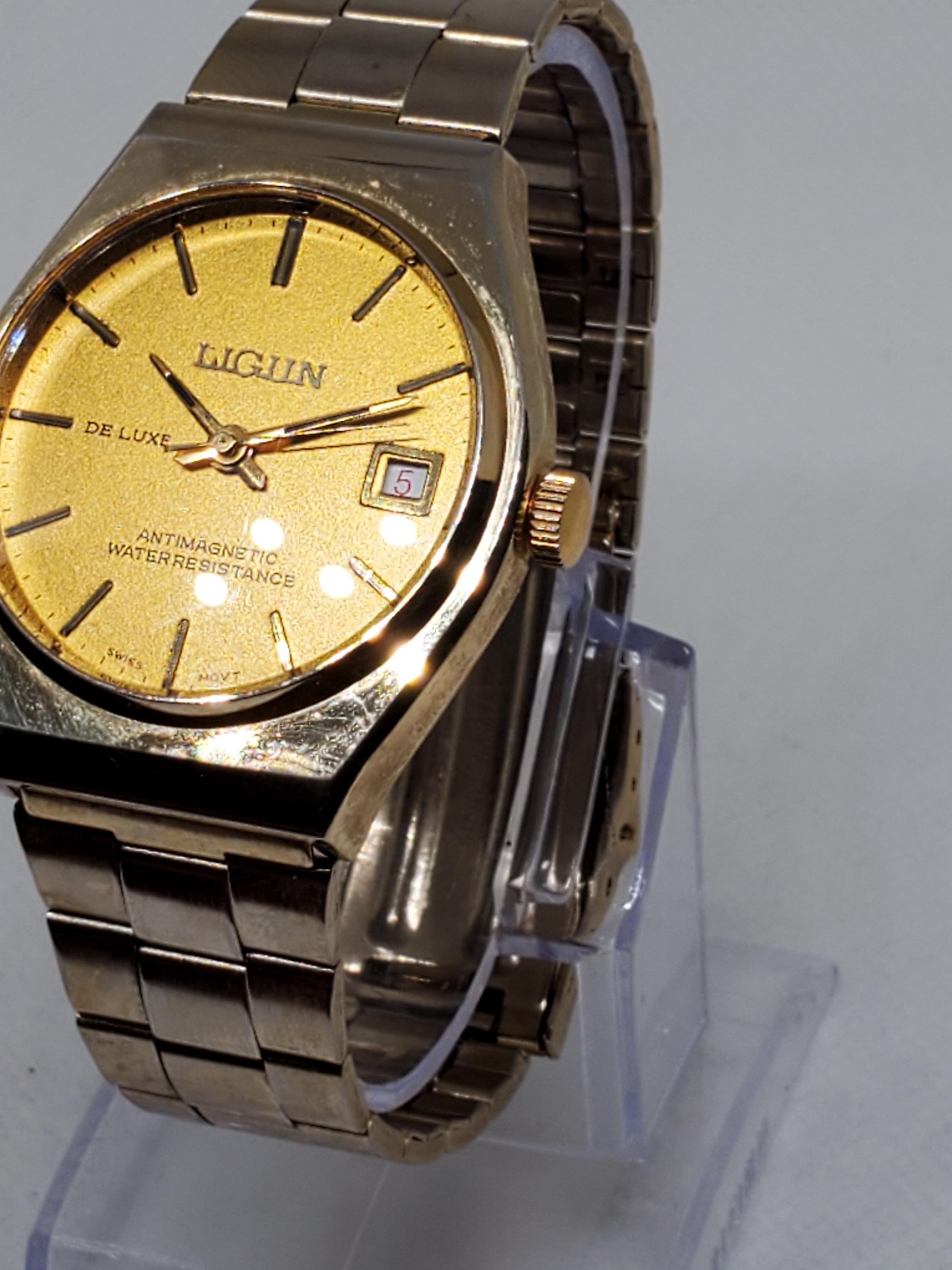 Ligun De Luxe ゴールドメッキ メンズ腕時計、1960年代、動作品 - Etsy 