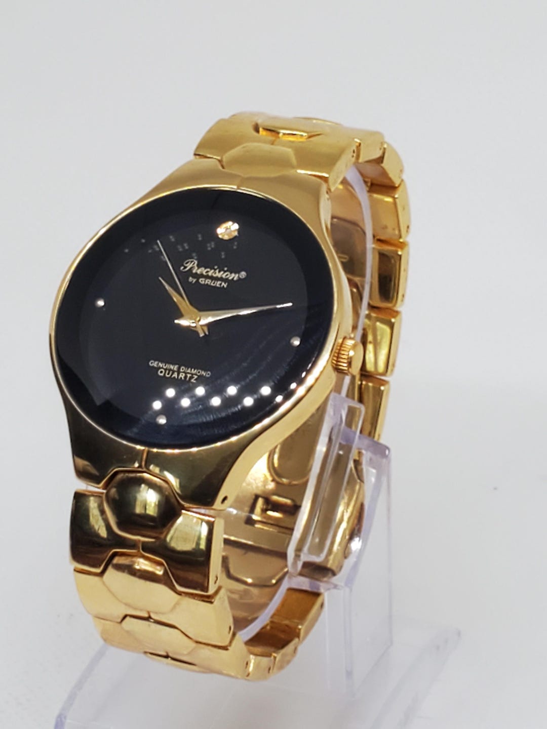 Vintage Precision By Gruen Gold Plated wristwatch With Zirconia Details Vintage Gruen Precision Wristwatch Gold Tone Men main image 3