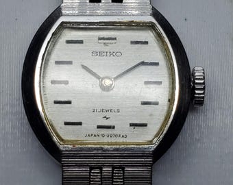Seiko 21 Jewels Silver Dial Manual Dress Watch, WGP,  19x17mm, 1968, Working