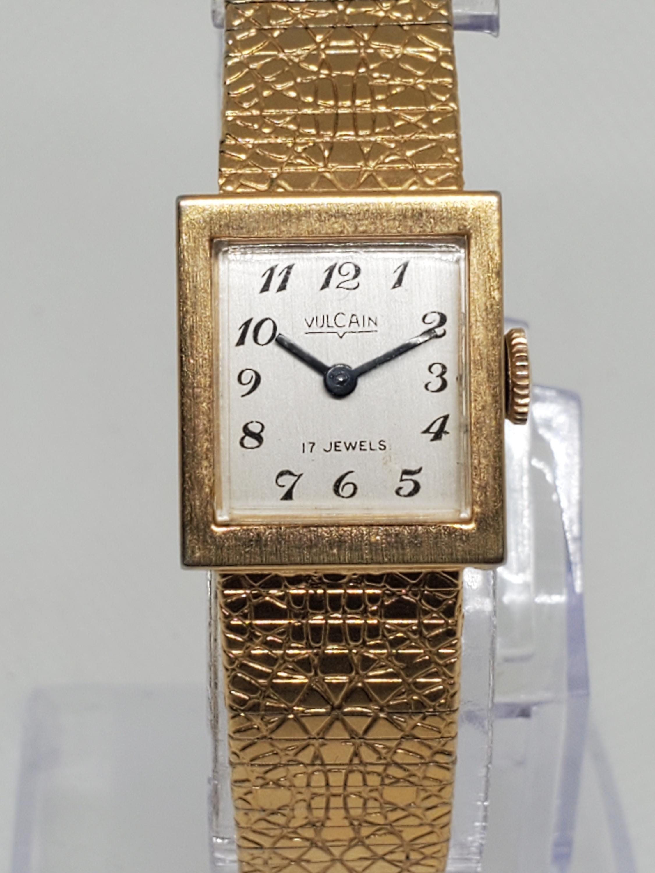 Vulcain Squareline Gold Plated, 20mm Manual Watch, 1960s, Working