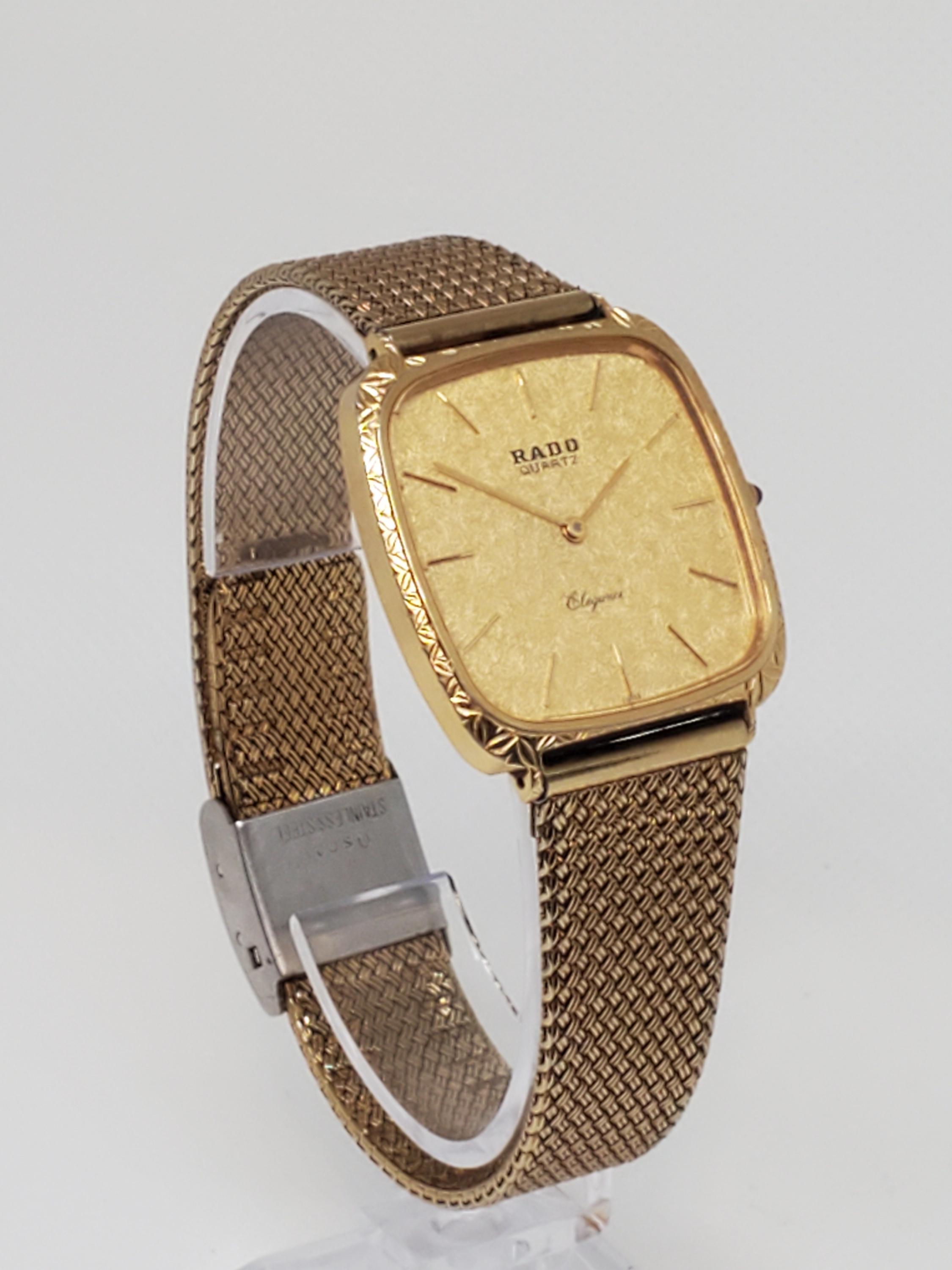 Rado Elegance 18K Gold Plated Watch, 1980s - Vintage