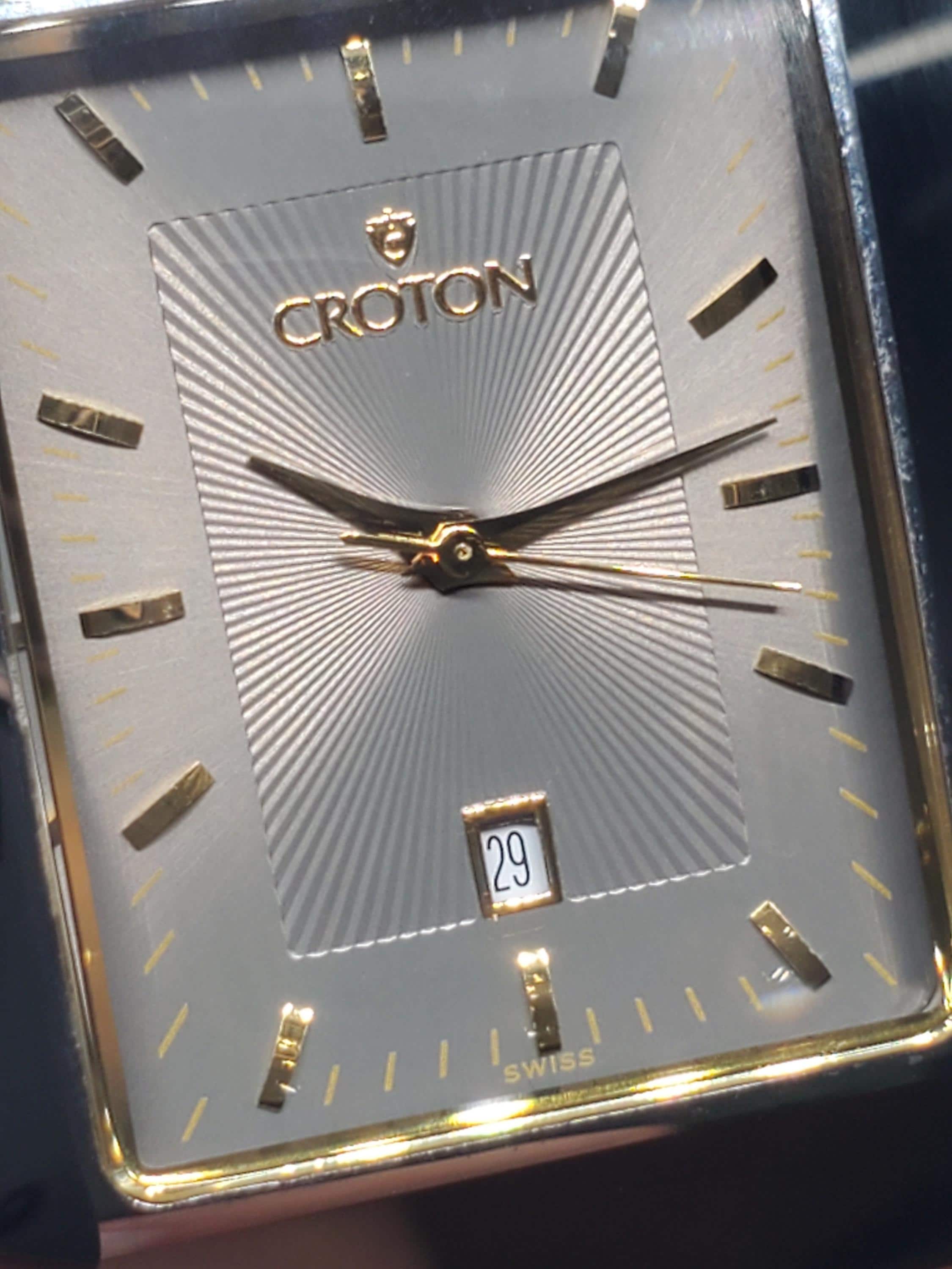 Croton 307985 Swiss Quartz Tungsten Carbide Watch Gray Dial