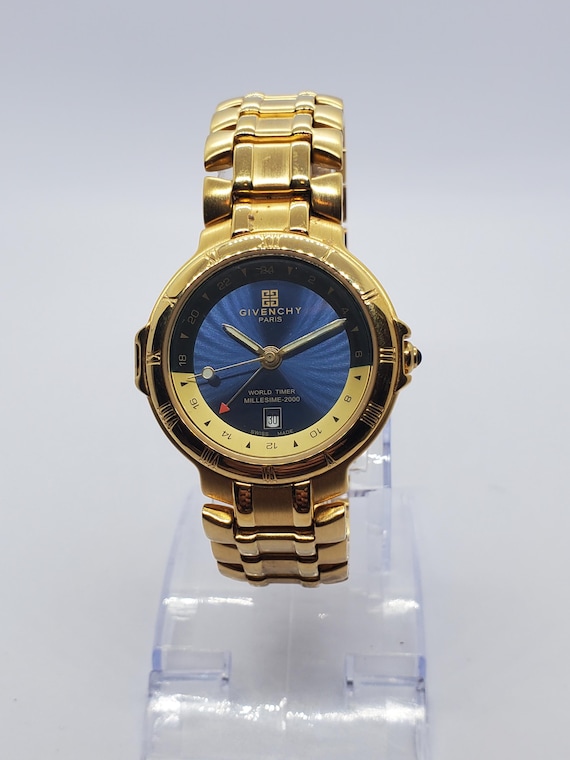 Givenchy Millesime 2000 World Timer Blue Dial Gol… - image 14