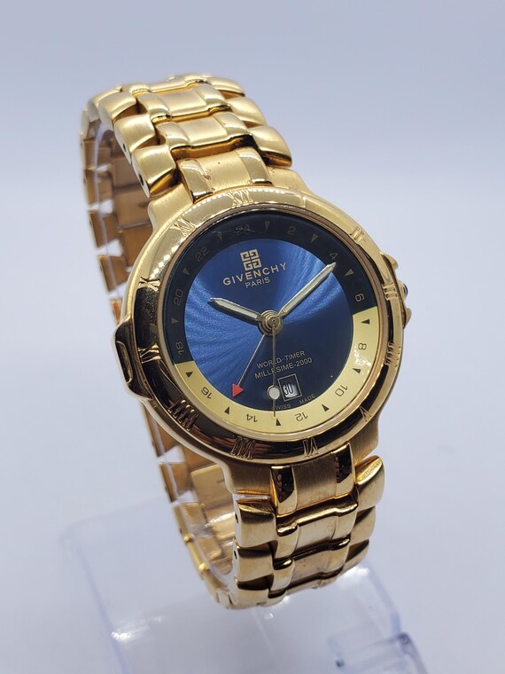 Givenchy Millesime 2000 World Timer Blue Dial Gol… - image 4