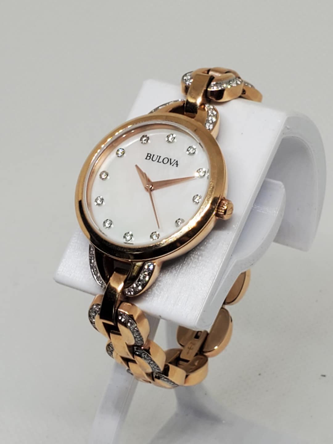 Bulova 98L207 Crystal Analog Display Quartz Rose Gold Watch Bulova Rose Gold-Tone Ladies Watch 98L207 - Jacob Time Inc main image 3