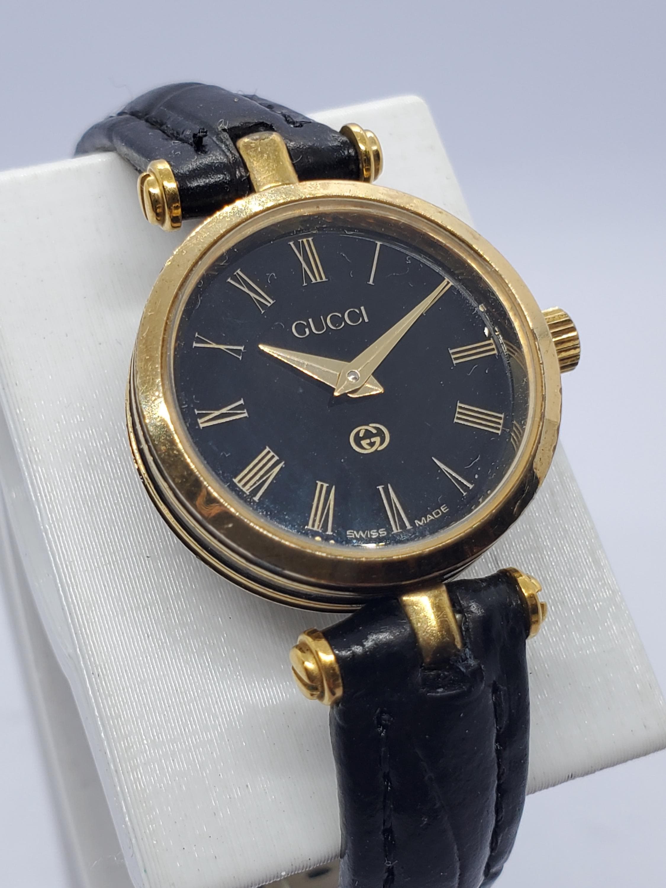 Gucci Sherry Line 2000L Gold Plated Black Dial Swiss Quartz Dress