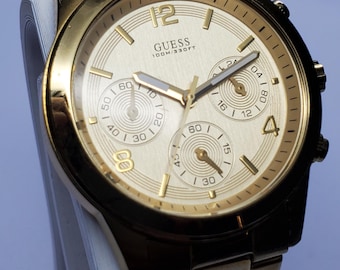 Guess Waterpro ゴールドトーン クロノグラフ クォーツ スポーツウォッチ、38mm、2000年代、動作確認済み