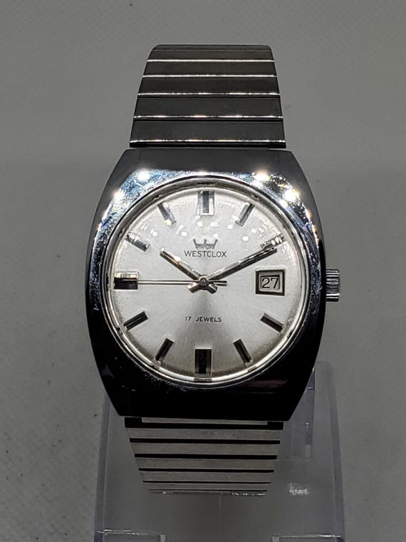Vintage Vintage Westclox Crown 17 Jewels Manual Watch Silver Dial