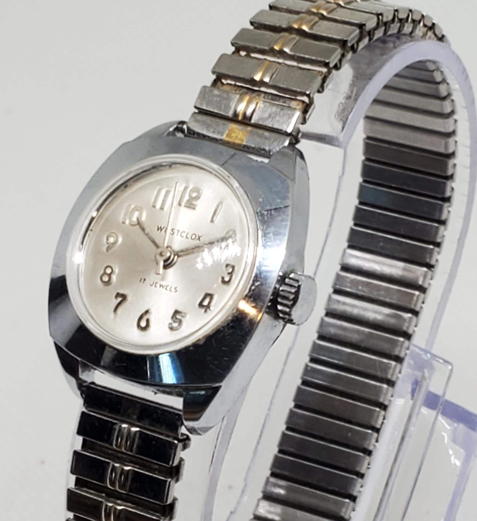 Vintage Westclox 17 Jewels Ladies Wristwatch Silver Tone Hand WInding Watch Vintage Westclox Crown 17 Jewels Manual Watch Silver Dial  main image 4