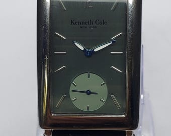 Kenneth Cole Olive Green Tank Watch, 28x41mm, 2000s, Working