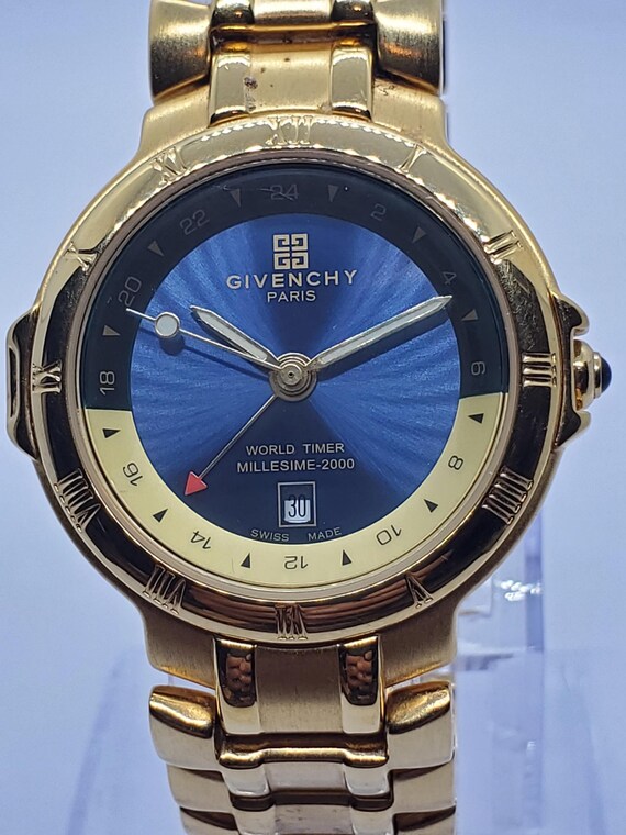 Givenchy Millesime 2000 World Timer Blue Dial Gol… - image 2