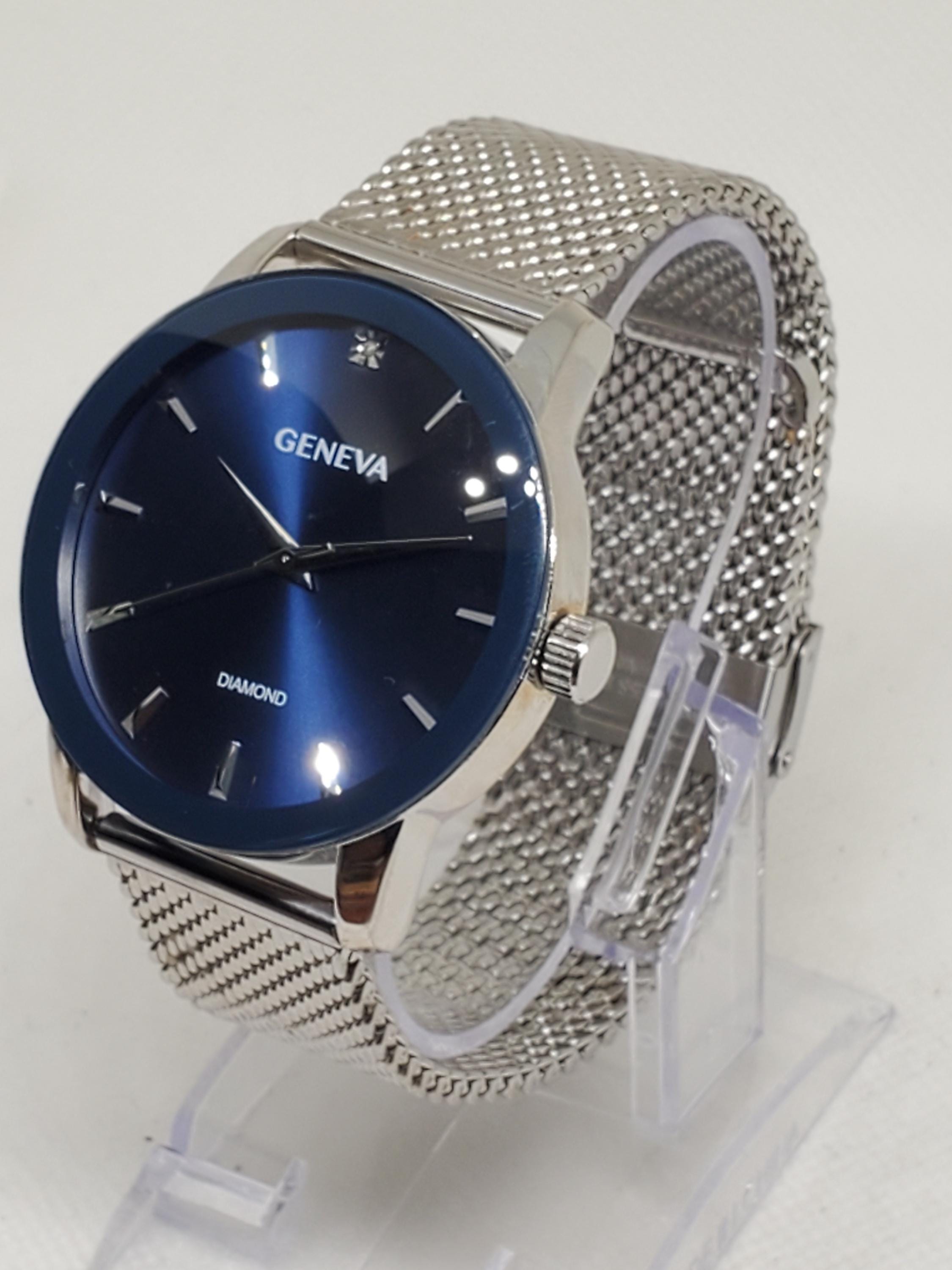 Geneva Diamond Blue Dial Mesh Watch KHAV001SL Elegant 