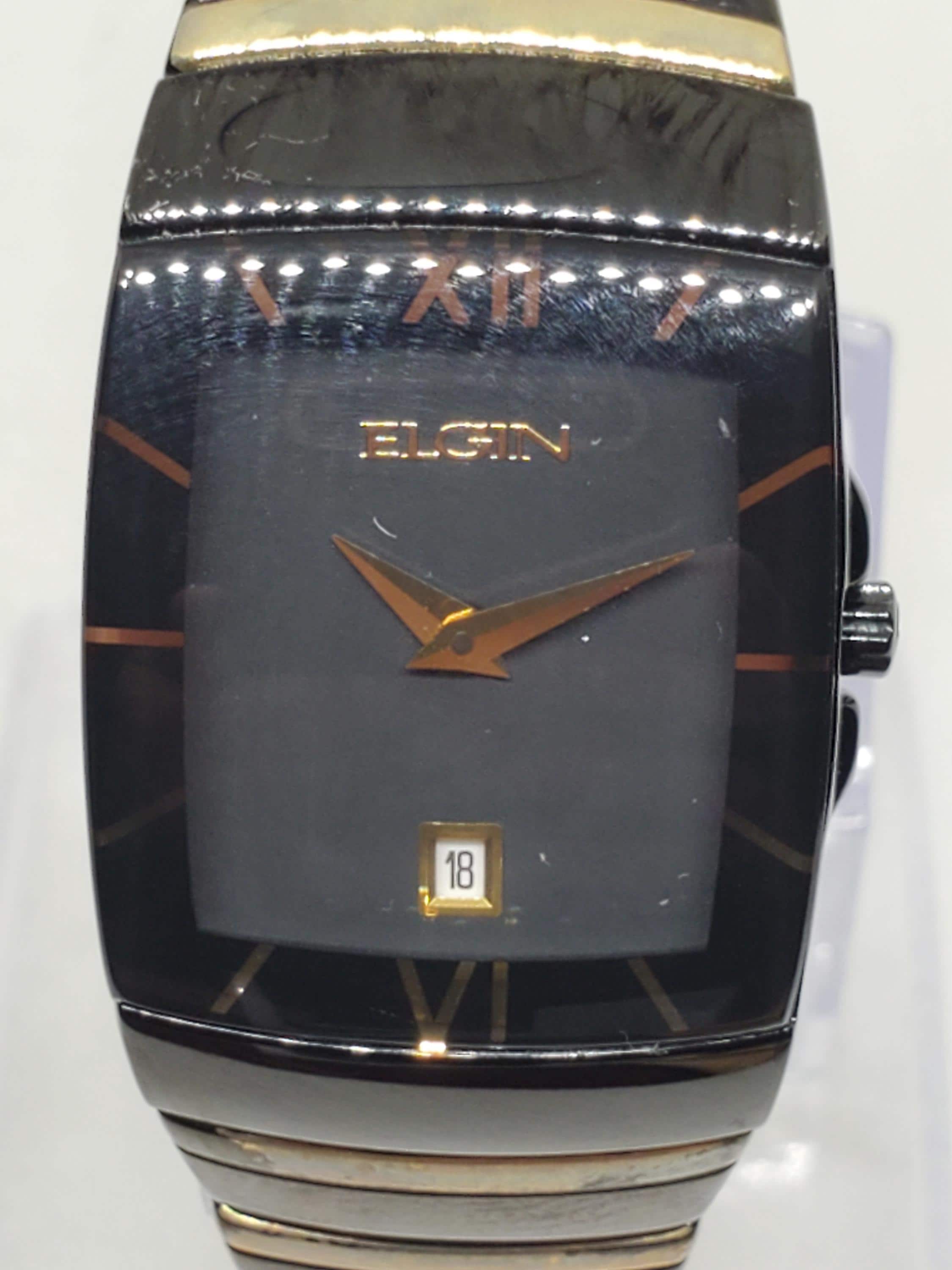 Elgin EG543 Black Gold Dress Watch Japan, 34mm, Late 1990 to Early