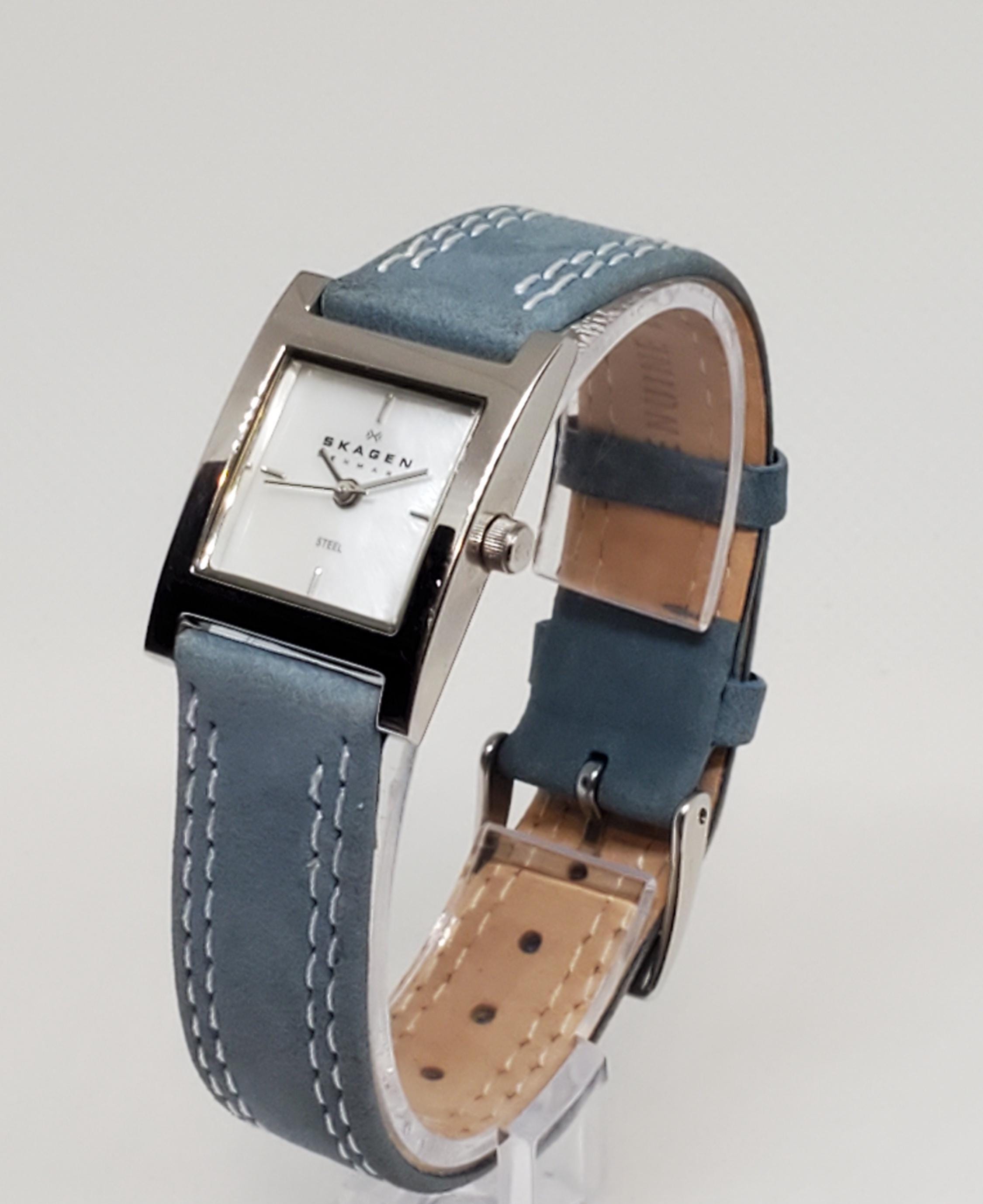 Skagen Steel Mother of Pearl Watch, 2000s - Vintage 